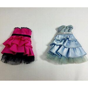 Barbie Doll Party Dresses 2X Short Ruffled Pink Blue Homecoming Style Satin